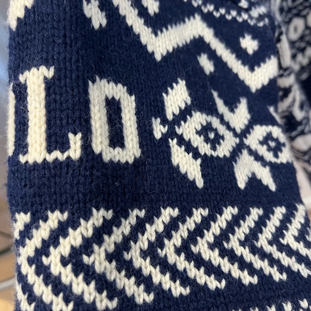 Ralph Lauren polo Navy and Cream Knit Sweater -men’s large - Picture 6 of 11